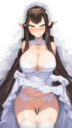 1girls ai_generated brown_hair cum cum_in_pussy cum_inside cum_leaking cum_leaking_out_of_pussy fate_(series) female female_focus female_only gold_eyes hellnodude large_breasts long_ears looking_at_viewer semiramis_(fate) stockings thick_thighs thigh_gap uncensored uncensored_vagina very_long_hair wedding_dress wedding_veil white_background wide_hips yellow_eyes