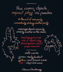 ambiguous_gender anthro deceased_bunny_(artist) duo english_text female harley_(deceased_bunny) impact_play lagomorph leporid male male/female mammal rabbit slim text