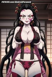 ai_generated aindroidparanoid ass big_ass big_breasts big_butt black_hair busty curvy cute daki_(kimetsu_no_yaiba) demon demon_girl demon_slayer fangs fat_ass female female_only flirting grabbing_breasts hips huge_ass huge_breasts indoors kimetsu_no_yaiba large_ass large_breasts legs long_hair narrow_waist slim_waist squeezing_breast stable_diffusion thick_ass thick_thighs voluptuous waist wide_hips yellow_eyes