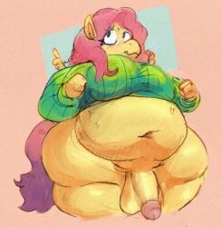 1futa balls bbw bbw_futa breasts chubby fluttershy_(mlp) futa_sans_pussy futa_solo futanari my_little_pony nude obese penis tagme wolfgirl9million