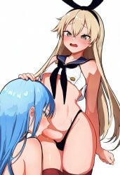 2boys ai_generated alaky blonde_hair boy_on_boy bromance clothing crop_top duo fellatio femboy gay_sex gorgeous_boys grey_eyes hand_on_head hot_femboys light_blue_hair male male/male male_focus male_only oral otoko_no_ko panties penis rimuru_tempest saliva shimakaze-kun shimakaze_(kantai_collection) thong topwear underwear yaoi yellow_eyes