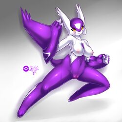 anthro anthrofied breasts claws latias looking_at_viewer mega_evolution mega_latias mn_xenx navel nintendo nipples nude pokemon pokemon_(species) pussy sharp_claws video_games