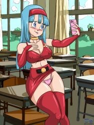 blinx1287 blue_eyes blue_hair bra_(dragon_ball) bra_briefs dragon_ball pink_panties selfie