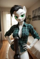 ai_generated anthro flannel_shirt furry futanari horsecock penis pony robot selfie wig