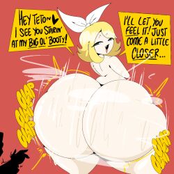 2girls before_vore bubble_butt clapping_ass clapping_cheeks half_lidded_eyes heart hyper hyper_ass kagamine_rin kasane_teto looking_at_another looking_back nude nude_female pear-shaped_figure pear_shaped pear_shaped_female reaching_out sharp_tooth smug smug_face speaking steam steamy_ass sweat sweaty_ass sweaty_butt talking talking_to_another tuppenjskewer twerking utau vocaloid vore yellow_hair