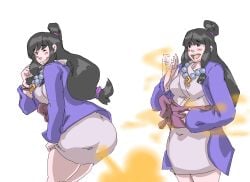 1girls ace_attorney fart farting female female_only gassy gyakuten_saiban hand_on_belly lazei maya_fey