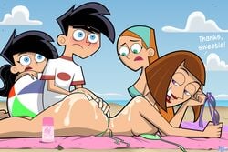 1boy 2015 3girls accurate_art_style beach black_hair blue_eyes brother_and_sister brown_hair clone clones dani_phantom danny_fenton danny_phantom dlt female harem human jazz_fenton madeline_fenton male milf mother mother_and_daughter mother_and_son nickelodeon purple_eyes red_lipstick sunbathing suntan_lotion swimsuit