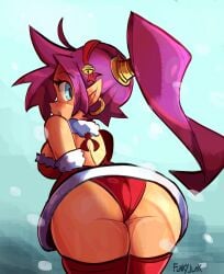 ass ass_bigger_than_head ass_focus big_ass big_breasts blue_eyes brown_hair christmas_tree girl purple_hair shantae shantae_and_the_pirate's_curse snow