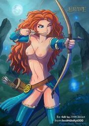 1girls archer archery areolae armpit_hair armwear arrow belt blue_eyes bow_(weapon) brave breasts casual celtic clothing curly_hair disney disney_princess female female_only female_protagonist female_pubic_hair functionally_nude ginger ginger_pubic_hair hairy hairy_pussy human legwear merida mostly_nude nipples pale_skin pink_nipples pixar pubic_hair pussy random_roodles red_hair red_pubic_hair redhead scottish solo solo_female stealthwolfy6000 uncensored wavy_hair weapon wisp