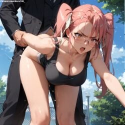 1boy1girl 1girls 2d ai_generated ass ass athletic athletic_female bare_shoulders belly bent_over big_breasts bottomless chest cleavage curvy curvy_figure cute cute_face detailed eyelashes eyeshadow female female_only fit fit_female focus glasses high_quality highschool_of_the_dead hips huge_breasts large_breasts legs light-skinned_female light_skin lips lipstick looking_at_viewer makeup mascara midriff navel nero100 orange_eyes outdoor_sex outdoors pale-skinned_female pale_skin pink_hair posing public public_sex sagging_breasts saya_takagi seductive seductive_look sex sex_from_behind stable_diffusion standing_doggy_style standing_sex tagme tank_top tanktop thick_thighs thighs twintails wide_hips yellow_eyes