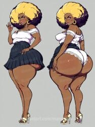 1girls afro ai_generated ass badonkadonk badonkadonks big_ass big_booty big_butt big_lips big_thighs black_hair blonde blonde_hair blonde_hair_female bottom_heavy bubble_ass bubble_butt curvaceous curvaceous_body curvaceous_female curvaceous_figure curvaceous_hips curvaceous_thighs curves curvy curvy_body curvy_female curvy_figure curvy_hips curvy_thighs dark-skinned_female dark_skin earrings ebony fat_ass fat_butt female heels heels_fetish huge_ass huge_butt huge_thighs hyper_ass hyper_butt large_ass large_butt large_thighs massive_ass massive_butt massive_thighs multicolored_hair panties plump plump_ass plump_butt plump_lips plump_thighs round_ass round_butt skirt skirt_lift skirt_up thick_ass thick_butt thick_hips thick_legs thick_thighs voluptuous voluptuous_female white_heels white_panties wide_ass wide_hips wide_thighs