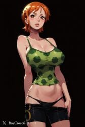 1girls ai_assisted ai_generated ai_hands big_breasts boycroco619 female female_only ginger ginger_hair nami nami_(one_piece) one_piece panties slim_waist