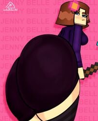 1female 1girl 1girls ass ass_visible_through_thighs big_ass big_butt black_shorts butt butt_bigger_than_head dat_ass dat_butt deviantart fat_ass fat_butt female female_focus female_only girl huge_ass huge_butt jenny_belle_(slipperyt) lusoillustrations minecraft shorts solo solo_female thick_ass wide_hips
