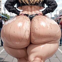 ai_generated ass_focus big_ass big_breasts bimbo blonde_hair fat_ass female female_only huge_ass panties pawg