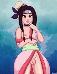 1boy ass big_ass big_butt black_hair breasts brown_eyes bunzerk butt femboy flaccid flaccid_penis haku_(naruto) hips male male_only naruto naruto_(series) partially_clothed partially_nude partially_undressed small_breasts thick_hips thick_thighs thighs uncircumcised uncircumcised_penis wide_hips