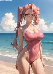 1girls 2d ai_generated ass athletic athletic_female bare_shoulders beach belly big_breasts chest curvy curvy_figure cute cute_face detailed eyelashes eyeshadow female female_only fit fit_female focus glasses high_quality highschool_of_the_dead hips huge_breasts large_breasts legs light-skinned_female light_skin lips lipstick looking_at_viewer makeup mascara midriff navel nero100 one-piece_swimsuit orange_eyes outdoors pale-skinned_female pale_skin pink_hair posing sagging_breasts saya_takagi seductive seductive_look stable_diffusion swimsuit swimwear thick_thighs thighs twintails wide_hips yellow_eyes