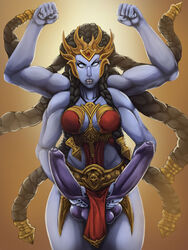 1futa blue_body blue_skin deity diphallia diphallism futa_penis futanari goddess hindu_mythology intersex kali kali_(smite) monster_girl multi_arm multi_limb multi_penis mythology nightmare_waifu penis pottedplantsmut public_domain smite solo_futa testicles