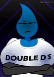 animated annoyed_expression battle_for_dream_island breasts breasts_bigger_than_head hands_under_breasts loop moonilade no_humans see-through_clothing shoulder_boulders teardrop_(bfdi) text_on_clothing