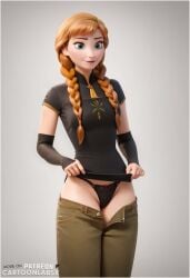 ai_generated anna_(frozen) bikini breasts disney disney_channel disney_princess female frozen_(film) frozen_2 lifting lifting_clothing lifting_own_clothes lifting_shirt naked naked_female nude nude_female nudity stripped_naked stripping teasing teasing_viewer tits_out