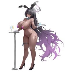 1girls ass black_hair blue_archive breasts bunny_ears bunny_girl dark-skinned_female dark_skin female hi_res hips huge_breasts jasony karin_(blue_archive) karin_(bunny)_(blue_archive) long_hair purple_hair thick_thighs thighs two_tone_hair wide_hips