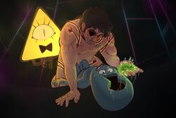 bill_cipher eyepatch gravity_falls keyhole_(gravity_falls) no_genitals_shown stanford_pines sweat