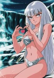 1980s_(style) 1girls ai_generated female female_focus female_only heart legs long_hair long_silver_hair nude nude_female polaris_hilda purple_eyes retro_artstyle saint_seiya shounen_jump shueisha silver_hair toei_animation very_long_hair villainess weekly_shonen_jump weekly_shounen_jump