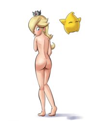 back_view barefoot feet female human lomonavojo looking_back luma mario_(series) naked nintendo nude princess_rosalina super_mario_galaxy