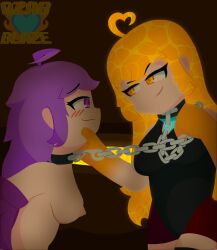 2girls amatista_(azarblaze) amber_eyes artist_name assertive_female azarblaze black_leotard blush blush_lines breasts chain_collar chain_leash chained chained_collar chained_female chained_together chains clothed_female_nude_female dominant_female exposed_breasts female female/female female_focus female_on_female female_only femdom femsub heart_ahoge jacket_off_shoulders lava lava_hair lava_pool leash_and_collar leash_pull leashed_collar leashed_female leashed_together leotard long_hair looking_at_another looking_at_partner multiple_girls oc orange_hands original_character original_characters partially_clothed partially_clothed_female pulling_leash pulling_on_leash purple_eyes purple_hair purple_jacket self_upload seraphina_(azarblaze) submissive_female yuri