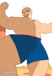 1boy 1male bald bara big_breasts big_muscles big_thighs boxers brawl_stars daddy dieguitokey digital_media_(artwork) dilf male male_only muscles muscular sam_(brawl_stars) solo thighs video_games