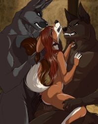 5_fingers anal anal_sex anthro anthro_on_anthro anthro_penetrated anthro_penetrating anthro_penetrating_anthro ass balls black_body black_fur black_nose breasts brown_body brown_fur brown_hair canid canine canis double_penetration fangs female female_penetrated fingers fur genitals grey_body grey_fur grey_nose group group_sex hair hi_res humanoid_hands lupachu male male/female male_penetrating male_penetrating_female mammal multicolored_body multicolored_fur nude nude_anthro nude_female nude_male penetration penile penile_penetration penis penis_in_ass penis_in_pussy sex small_breasts tail teeth threesome trio two_tone_body two_tone_fur vaginal_penetration vaginal_penetration white_body white_fur wolf