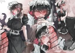 1boy 1girls big_penis black_hair blowjob censored clothed_female_nude_male cum cum_in_mouth cum_on_face deepthroat ellen_joe face_fucking faceless fellatio large_penis light-skinned_female light-skinned_male light_skin maid penis_on_face red_hair side_view snuzby_nw straight tagme zenless_zone_zero