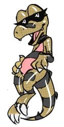 2025 bedroom_eyes black_and_white claws color_edit colored featureless_chest female feral finger_claws floating generation_5_pokemon glistening glistening_body half-closed_eyes krokorok looking_at_viewer monochrome narrowed_eyes nintendo nude open_mouth pokemon pokemon_(species) seductive simple_background solo soulcentinel striped_body stripes third-party_edit toe_claws white_background