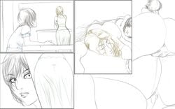 age_difference anus ass bed big_ass comic daughter dress humping mother mother_and_daughter nude on_top original pussy short_hair sleeping sweat tribadism tribadism_from_behind unfinished vagina wet yuri