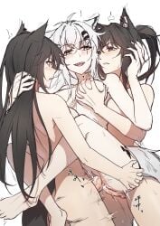 2futas anal arknights dconan_owo double_penetration dual_persona futanari lappland_(arknights) nude sex texas_(arknights) texas_the_omertosa_(arknights) vaginal_penetration