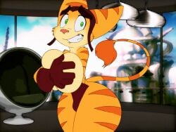 convenient_censoring covering_breasts dracojeff embarrassed embarrassed_nude_female insomniac_games ratchet_(ratchet_and_clank) ratchet_and_clank rule_63 sony_interactive_entertainment