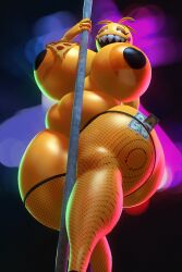3d anthro ass ass big_ass big_breasts big_butt breasts color cyanu dash23 five_nights_at_freddy's huge_breasts looking_at_viewer pole tagme teasing thick_thighs toy_chica_(cyanu) toy_chica_(fnaf)