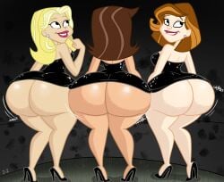 3girls ass ass_bigger_than_head ass_focus background_characters backup_singers_(the_looney_tunes_show) big_ass black_dress blonde_hair brown_hair cartoon_network female high_heels huge_ass huge_butt looney_tunes the_looney_tunes_show warner_bros warner_brothers wide_hips zoda-z