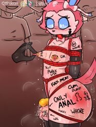 abuse anal_only anthro armwear ball_gag balls big_balls blush bodily_fluids body_writing bondage bound breasts bully bullying chastity_cage chastity_cage_only chastity_device chastity_device_only clothed clothing crossdressing cum cum_dumpster degradation dirty_talk eeveelution embarrassed erect_nipples excessive_genital_fluids excessive_precum exposed femboy feminization fog forced free_use gag gagged generation_6_pokemon genital_fluids genital_rope genitals gold_(metal) gold_chastity_cage gold_chastity_device grope group hands_behind_back helpless hi_res humiliation humiliation_fetish insult latex leaking_cum leaking_precum legwear male male/male mammal nintendo nipple_fetish nipple_piercing nipple_pinch nipple_play nipple_pull nipples no_underwear nude orgasm penis penis_rope piercing pinch pokemon pokemon_(species) precum profanity public public_exposure public_humiliation punishment qtpoison questionable_consent raised_tail restraints roleplay rope rope_around_penis rope_bondage rope_harness sex_toy sexual_assault slave small_breasts small_penis spank_marks squeezing stockings submissive submissive_male surprised_expression sweat sylveon tail tears training wearing_chastity_cage wearing_chastity_device