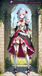 1girls 2025 ai ai_assisted ai_generated anime anime_style armor armored_boots boots braid breasts cleavage clothes_lift female female_only flower flowers full_body genshin_impact grey_hair hair_flower hair_ornament hentai hi_res high_quality high_resolution highres hoyoverse looking_at_viewer maid_headdress medium_breasts mihoyo mihoyo_technology_(shanghai)_co._ltd. natsuyoru no_panties noelle noelle_(genshin_impact) outdoors patreon pussy red_flower red_rose rose short_hair shoulder_armor smile solo stable_diffusion standing thighhighs vagina voluptuous voluptuous_female