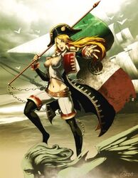 blonde_hair flag genzoman long_hair looking_at_viewer ship smile tagme