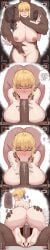 2d 2d_(artwork) african_male anal artoria_pendragon big_breasts black_male blonde_hair blowjob bow bubble_butt comic cum cum_in_pussy curvy curvy_figure dark-skinned_male dark_skin dialogue fate_(series) feet hearts huge_cock light-skinned_female light_skin long_comic master netorare ntr oral recording servant speedl00ver tagme vaginal_penetration