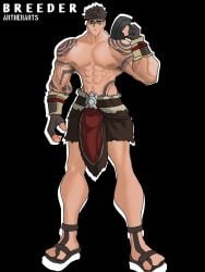 1boy artherarts barbarian belt belt_buckle bjorn,_son_of_yandel black_background blue_eyes blue_eyes_male breeder breeding_kink brown_hair brown_hair_male brown_nipples english_text gauntlets hammer human impregnation_kink loincloth muscular muscular_male partially_clothed partially_clothed_male partially_nude partially_nude_male sandals sfw sfw_version solo solo_male tattoed_arms tattoo tattoo_on_arm tattoo_on_arms tattoo_on_hips tattoo_on_shoulder tattooed_arm tattoos viking watermark white_outline