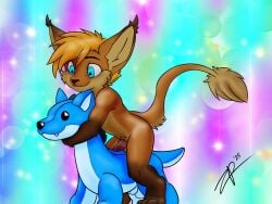 2025 abstract_background animal_genitalia balls barely_visible_balls barely_visible_genitalia blue_eyes blue_plushie canid canine cute_fangs duo ear_tuft erection fangs fennec_fox fox genitals hi_res hug hugging_object hugging_plushie humping_plushie humping_toy hybrid inner_ear_fluff knot leg_markings male male/male mammal markings nude penis plushie sheath sitting_on_plushie smile socks_(marking) teeth true_fox tuft zephyrpanthur