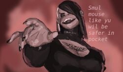 1girls ape ape_girl big_breasts big_breasts bigger_female breasts breasts caveman_talk clothed clothed_female female female_focus female_only gorilla gorilla_girl jeans large_boobs large_breasts larger_female original original_character pov reaching_towards_viewer redustheriotact smug smug_expression smug_face smug_grin smug_smile suggestive_look tall_female tall_girl tall_woman tattoo