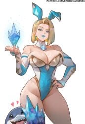 1girls 2d ai_assisted ai_generated ass athletic athletic_female athletic_thighs big_breasts blonde_eyebrows blonde_eyelashes blonde_female blonde_hair blue_eyeshadow blue_high_heels blue_lipstick blue_nails blush bob_cut breasts bunny_ears bunnysuit bursting_breasts caucasian caucasian_female digital_drawing_(artwork) earrings emma_frost emma_frost_(marvel_rivals) english_text erotic_nansensu eyelashes female female_focus female_only hair_behind_ear half-closed_eyes hand_on_hip hi_res high_heels jeff_the_land_shark large_breasts leotard light-skinned_female light_skin looking_at_viewer marvel marvel_comics marvel_rivals medium_hair patreon_username simple_background text thick_thighs thighs watermark white_background wide_hips x-men