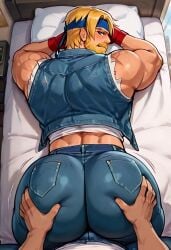 2boys ai_generated ass ass_grab axel_stone bara big_ass big_ass_(male) big_butt bubble_butt dudebooty17 gay grabbing_ass groping groping_ass male male_only streets_of_rage streets_of_rage_4