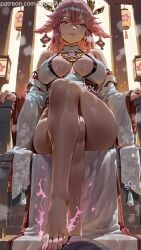 1girls absurd_res absurd_resolution absurdres ai_generated bare_legs bare_shoulders bare_thighs barefoot big_breasts breasts busty clothing curvaceous curvy curvy_female curvy_figure detailed_background feet feet_focus feet_together feet_up female female_focus female_only fox_ears fox_girl genshin_impact hi_res high_resolution highres huge_breasts kimono large_breasts light-skinned_female light_skin lyuraiart lyuraiart nail_polish nails_painted painted_nails painted_toenails patreon patreon_url pink_hair pose posing purple_eyes self_upload solo solo_female solo_focus thick_thighs thighs toenail_polish toenails toes yae_miko