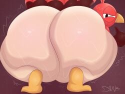 ambiguous_gender ass ass_up avian beak big_ass big_butt bird feathers feral galliform half-closed_eyes huge_ass huge_butt looking_at_viewer miitopia narrowed_eyes nintendo plushtrapboyuwu red_body simple_background tail tail_feathers turkey twerkey