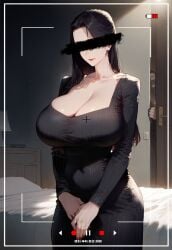 about_to_fuck bedroom before_sex big_breasts black_clothing black_hair black_hair_female busty busty_female camera_view cleavage curvaceous curvaceous_female curvaceous_figure curvy curvy_figure girl huge_breasts light-skinned_female light_skin mature_female mature_woman milf recording recording_video voluptuous voluptuous_female world_all_waifu