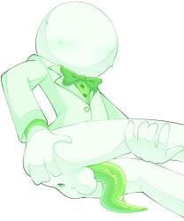 alien_genitalia anthro anus ass ass_focus back_view backsack blushing blushing_at_viewer doc_scratch faceless_character hand_on_butt homestuck ibispaintx male male_only ms_paint_adventures object_head solo suit tagme tentacle tentacle_penis